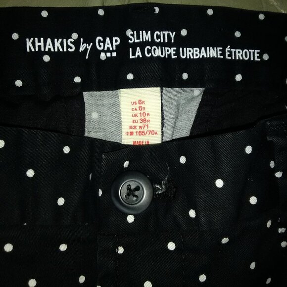 Gap City Khaki Ankle Pants Black White Pindots Size 6 EUC! - Picture 2 of 6